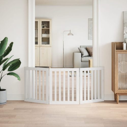  fehér nyárfa 3 paneles összecsukható kutyakapu 150 cm