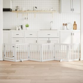    fehér nyárfa 6 paneles összecsukható kutyakapu ajtóval 300 cm