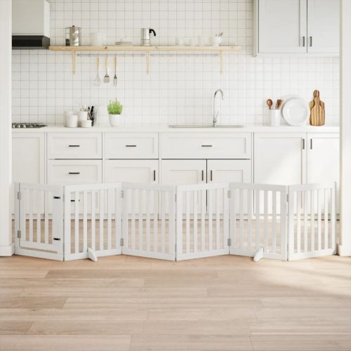  fehér nyárfa 6 paneles összecsukható kutyakapu ajtóval 300 cm