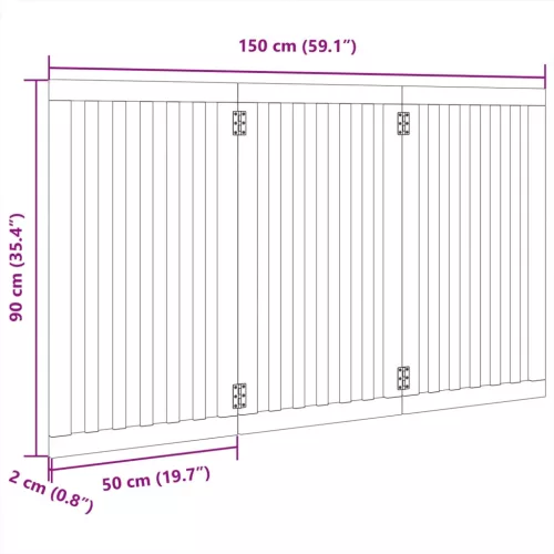  fehér nyárfa 3 paneles összecsukható kutyakapu 150 cm