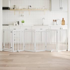    fehér nyárfa 6 paneles összecsukható kutyakapu ajtóval 300 cm