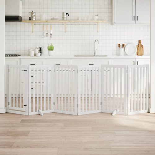  fehér nyárfa 6 paneles összecsukható kutyakapu ajtóval 300 cm