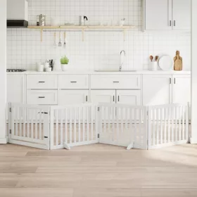    fehér nyárfa 4 paneles összecsukható kutyakapu ajtóval 320 cm