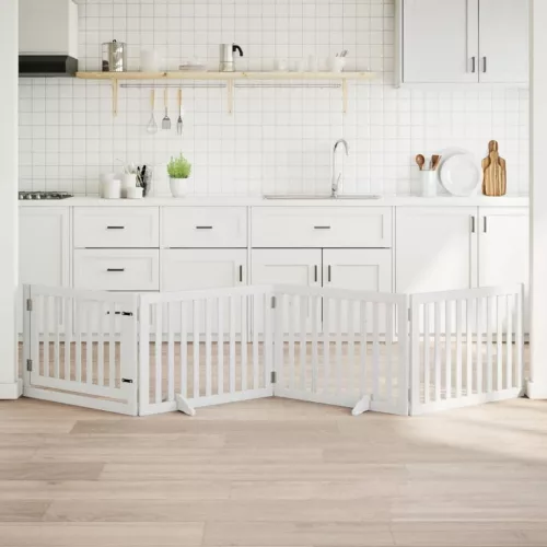  fehér nyárfa 4 paneles összecsukható kutyakapu ajtóval 320 cm