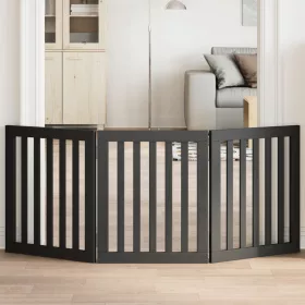  fekete nyárfa 3 paneles összecsukható kutyakapu 150 cm