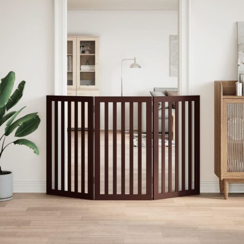  barna nyárfa 3 paneles összecsukható kutyakapu 150 cm