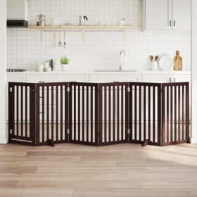    barna nyárfa 6 paneles összecsukható kutyakapu ajtóval 300 cm