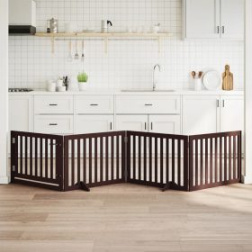    barna nyárfa 4 paneles összecsukható kutyakapu ajtóval 320 cm