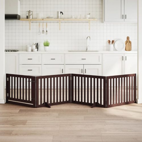  barna nyárfa 4 paneles összecsukható kutyakapu ajtóval 320 cm