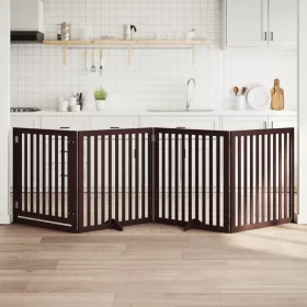    barna nyárfa 4 paneles összecsukható kutyakapu ajtóval 320 cm
