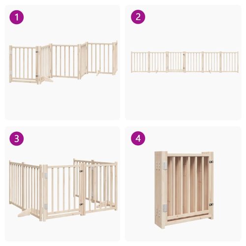  tömör fenyőfa 6 paneles összecsukható kutyakapu ajtóval 300 cm