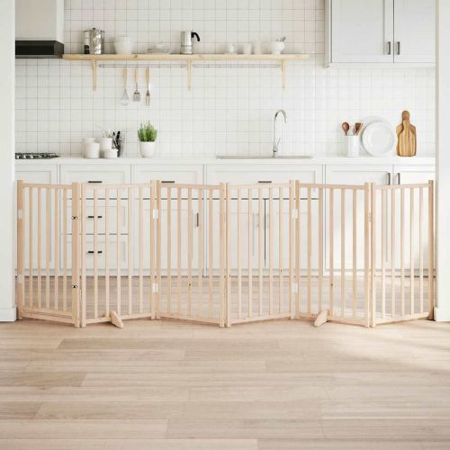  tömör fenyőfa 6 paneles összecsukható kutyakapu ajtóval 300 cm