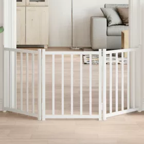    fehér tömör fenyőfa 3 paneles összecsukható kutyakapu 150 cm