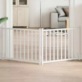   fehér tömör fenyőfa 2 paneles összecsukható kutyakapu 160 cm