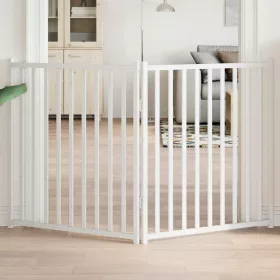    fehér tömör fenyőfa 2 paneles összecsukható kutyakapu 160 cm