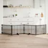  fekete tömör fa 4 paneles összecsukható kutyakapu ajtóval 320cm