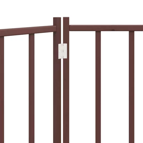  barna tömör fenyőfa 3 paneles összecsukható kutyakapu 150 cm