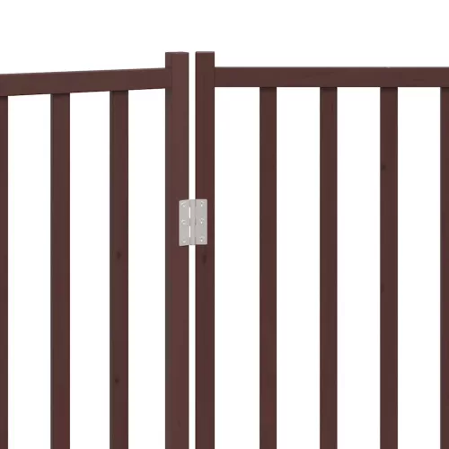  barna tömör fenyőfa 2 paneles összecsukható kutyakapu 160 cm