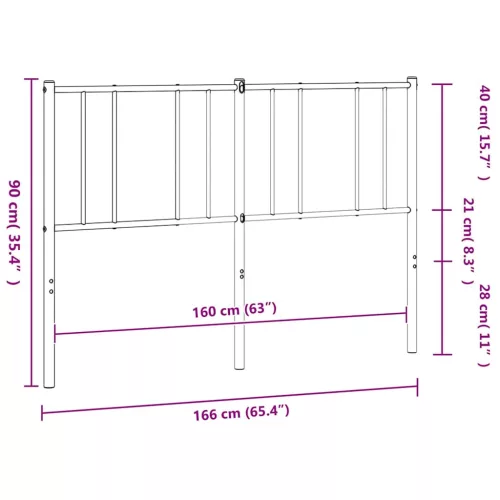  fekete fém csere fejtámla 160 cm