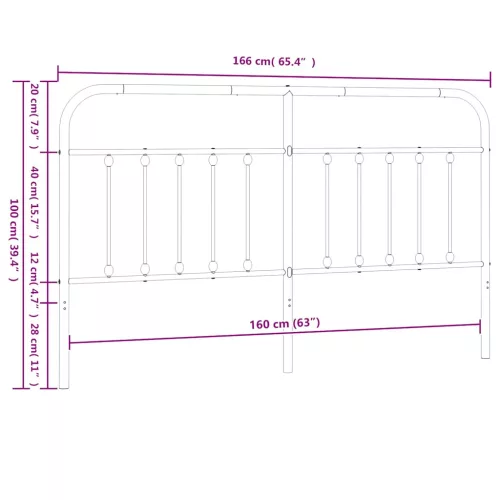 fekete fém csere fejtámla 160 cm