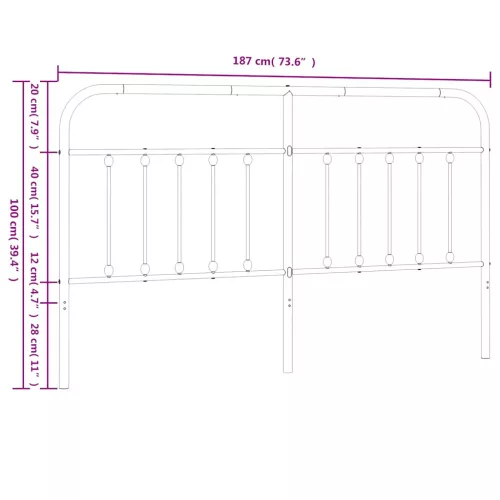  fekete fém csere fejtámla 180 cm