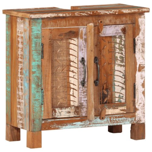  4 részes tömör újrahasznosított fa fürdőszobai bútorszett