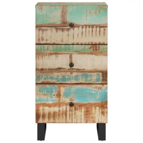  újrahasznosított fa tálalószekrény 3 fiókkal 40x33,5x75 cm