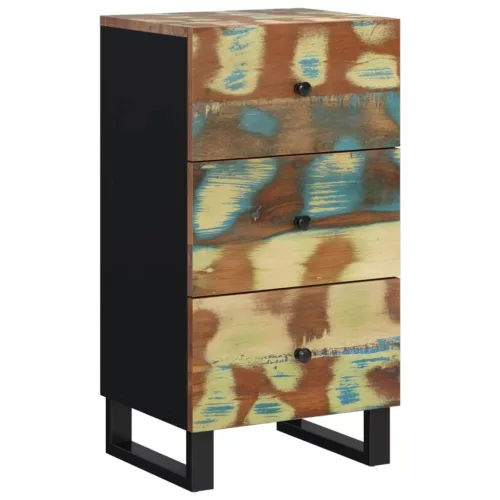  újrahasznosított fa tálalószekrény 3 fiókkal 40x33,5x75 cm