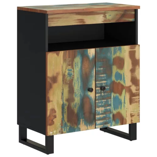  tömör 2-ajtós újrahasznosított fa tálalószekrény 60x33x75 cm