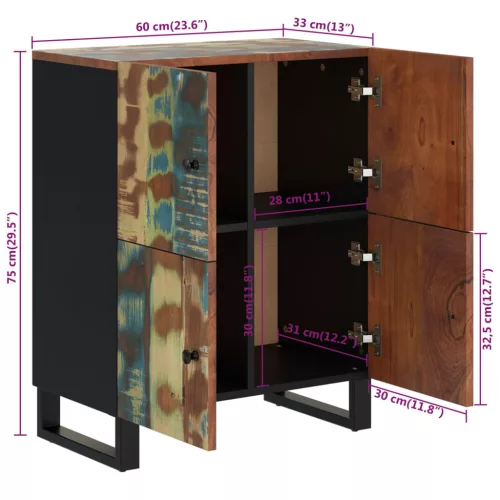  tömör akácfa tálalószekrény 4 ajtóval 60 x 33 x 75 cm