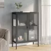  fekete üveg és acél tálalószekrény 75 x 35 x 105 cm