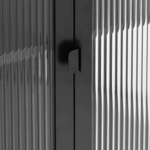  fekete üveg és acél magasszekrény 85 x 40 x 180 cm