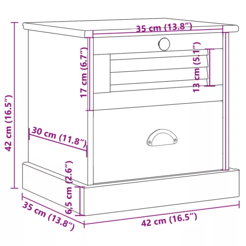  VIGO tömör fenyőfa éjjeliszekrény 42x35x42 cm