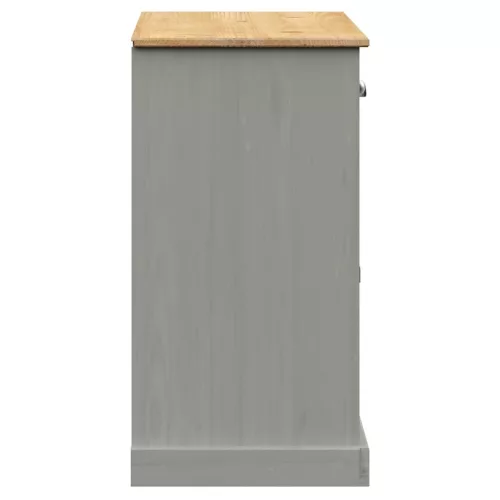  VIGO szürke tömör fenyőfa fiókos tálalószekrény 113x40x75 cm