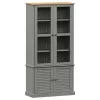  VIGO szürke üvegvitrines tömör fenyőfa szekrény 85x35x170 cm