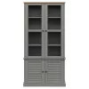  VIGO szürke üvegvitrines tömör fenyőfa szekrény 85x35x170 cm