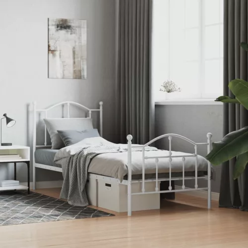  fehér fém ágykeret fej- és lábtámlával 90x200 cm