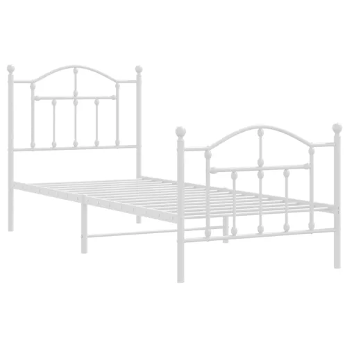  fehér fém ágykeret fej- és lábtámlával 90x200 cm
