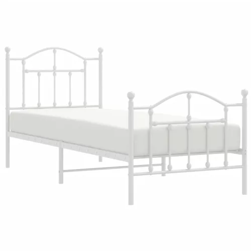  fehér fém ágykeret fej- és lábtámlával 90x200 cm