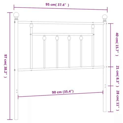  fekete fém csere fejtámla 90 cm