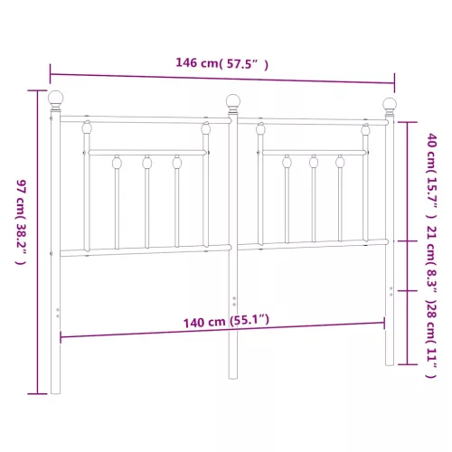  fekete fém csere fejtámla 140 cm