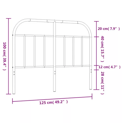  fekete fém fejtámla 120 cm