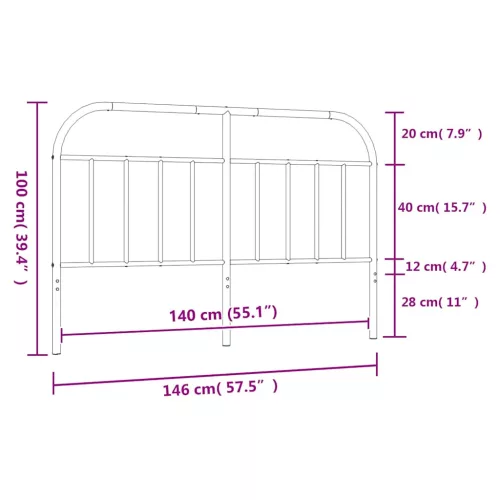  fekete fém csere fejtámla 140 cm