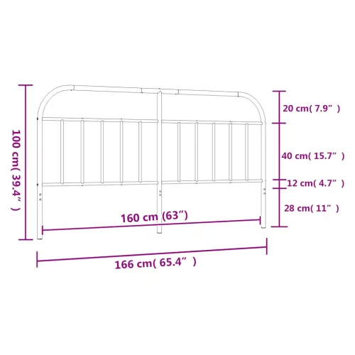  fekete fém csere fejtámla 160 cm
