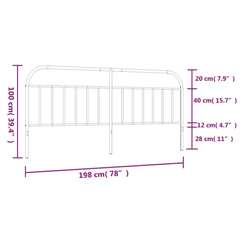  fekete fém fejtámla 193 cm