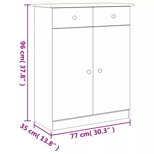  ALTA tömör fenyőfa cipőszekrény 77 x 35 x 96 cm