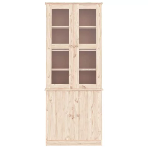  ALTA tömör fenyőfa üvegvitrin 77x35x186,5 cm