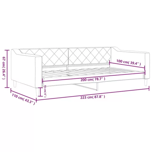  világosszürke szövet kanapéágy keret 100 x 200 cm
