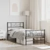  fekete fém ágykeret fej- és lábtámlával 90 x 190 cm
