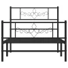  fekete fém ágykeret fej- és lábtámlával 90 x 190 cm
